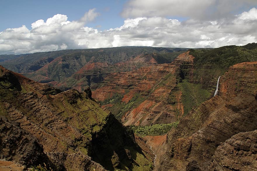 kanjon, waimea canyon, kauai, hawaii, bergen, geologi, usa, erosion