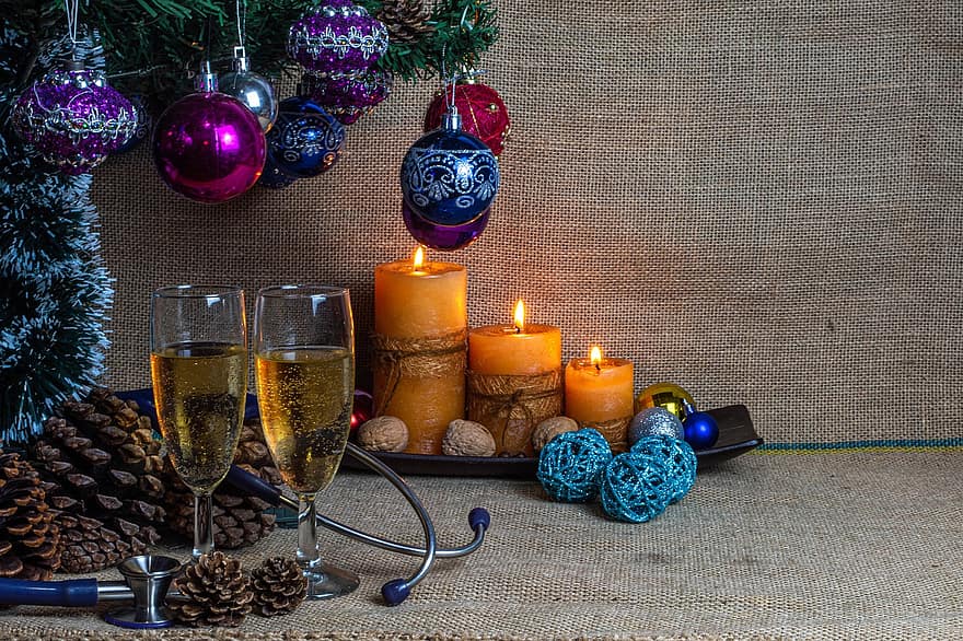 Natal, feriado, temporada, guirlandas, velas, luzes, bolas, decoração, vela, celebração, origens