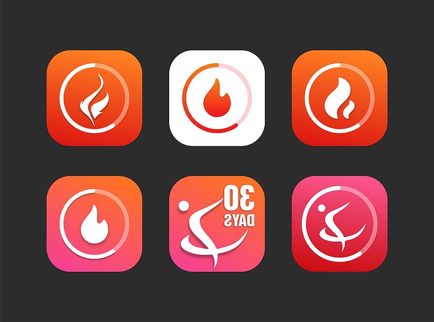 ikona, zdatnost, tělocvična, loga, značky, aplikace