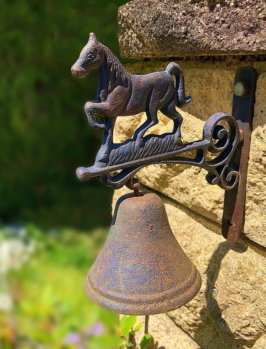Horse, Bell, Doorbell, Wrought Iron, Entry, decoration, metal, old, wood, cultures, close-up