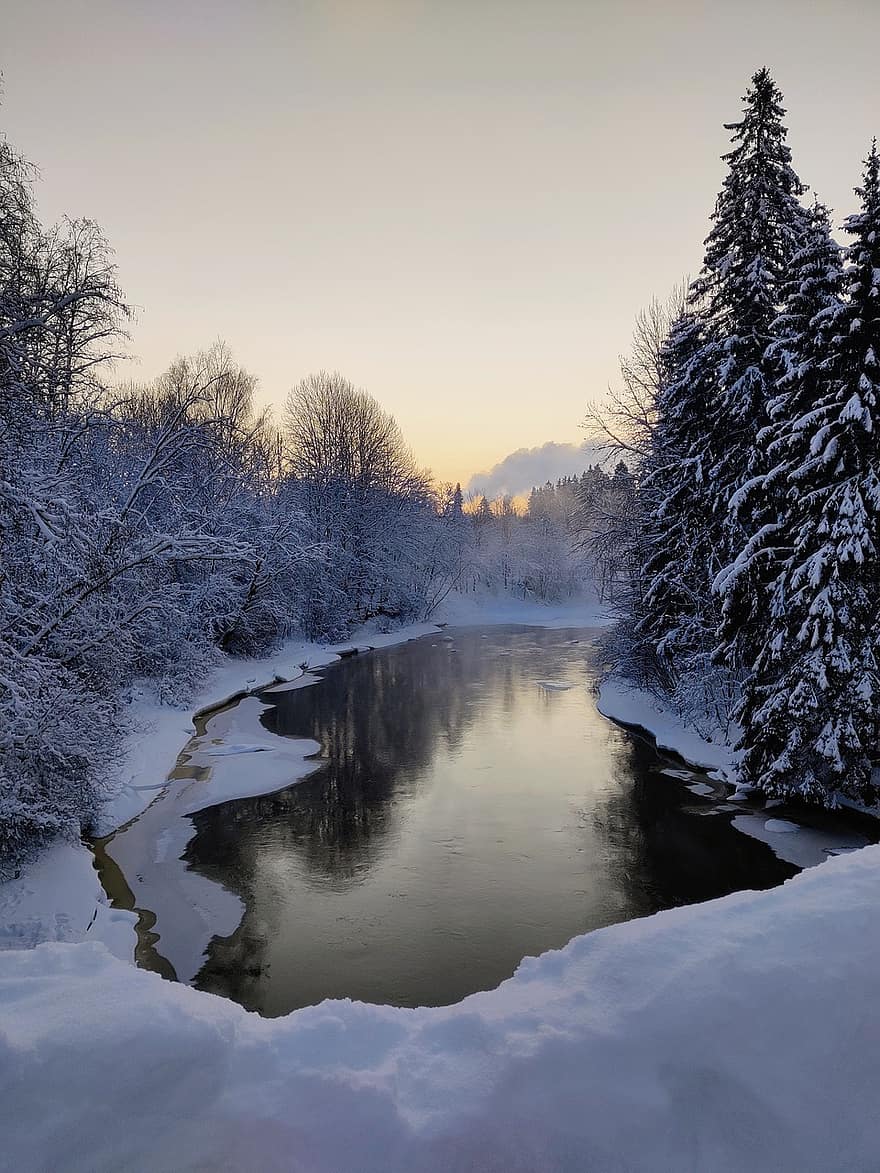 kış, sezon, doğa, açık havada, seyahat, keşif, vantaa, Finlandiya, vantaankoski, nehir, soğuk