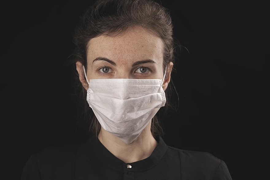 kvinna, ansiktsmask, coronavirus, covid-19, pandemi, epidemi, skydd, mask, flicka, ung, person