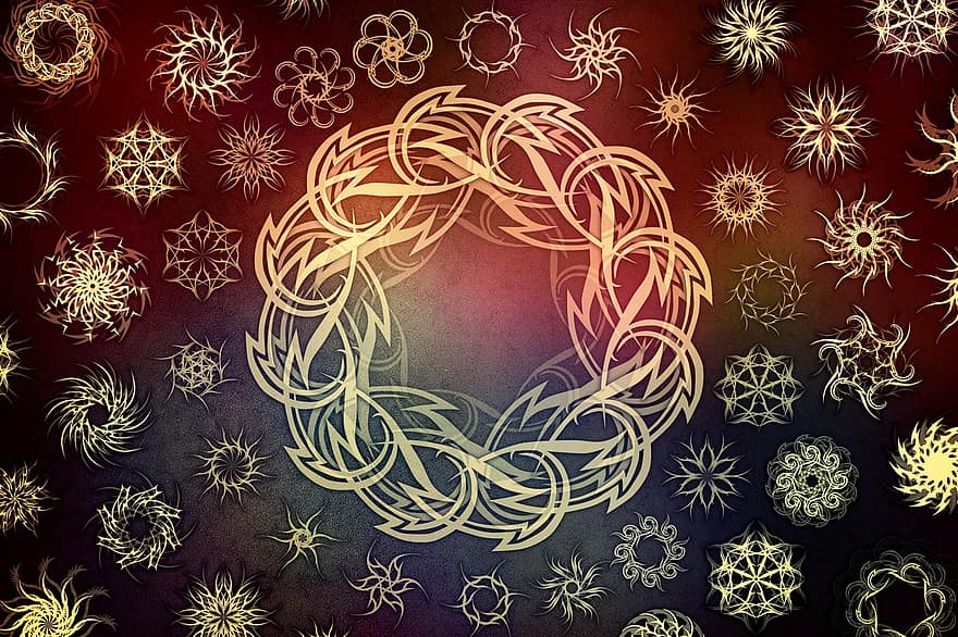 radial, bulat, lingkaran, Desain, tato, kepingan salju, bentuk, hari Natal, dekorasi, Latar Belakang, esoterik