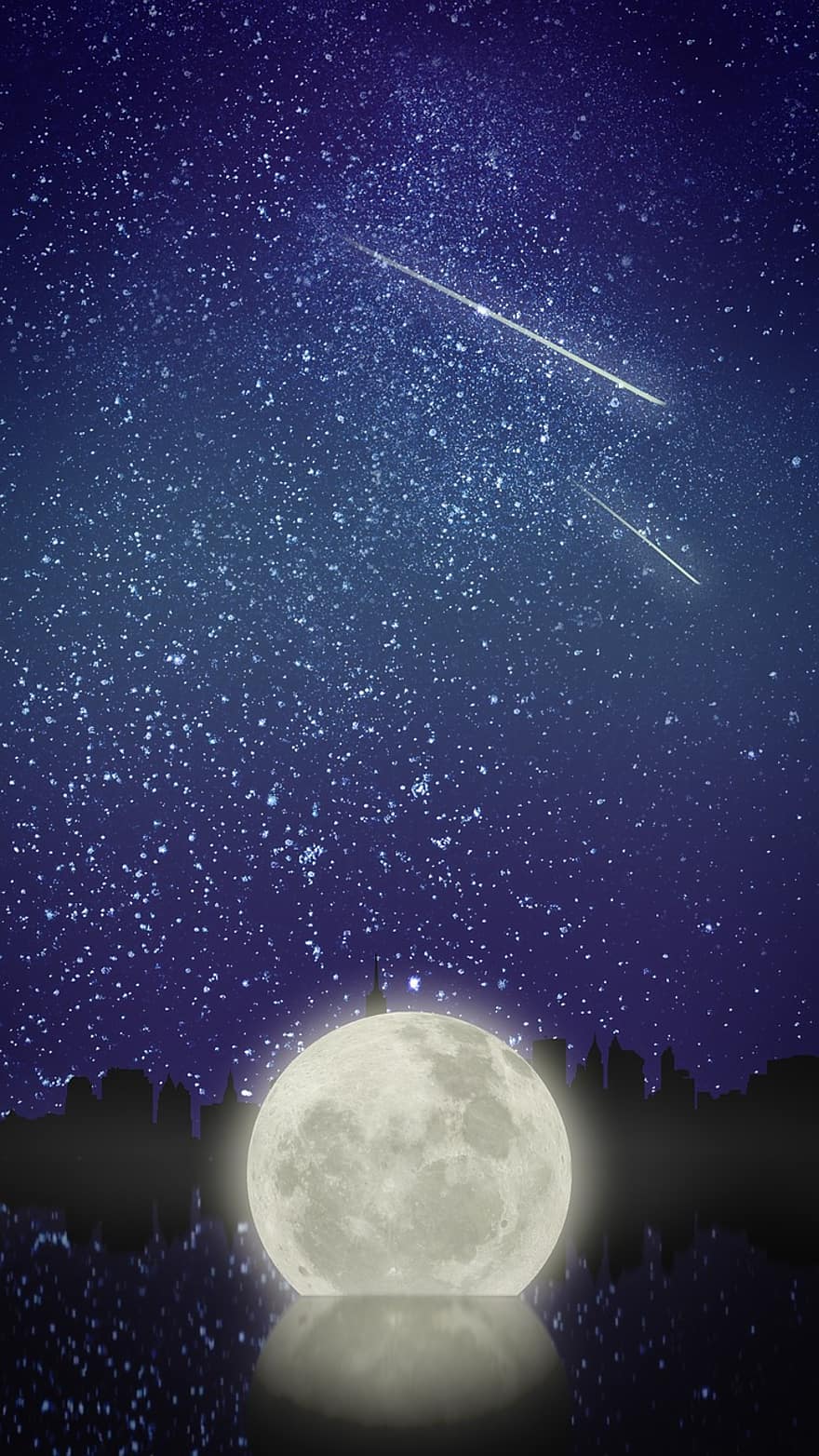 Luna, estrella, estrellado, El cielo nocturno, noche, ciudad, vacuidad, estrella fugaz, ligero, vacío, la vía Láctea