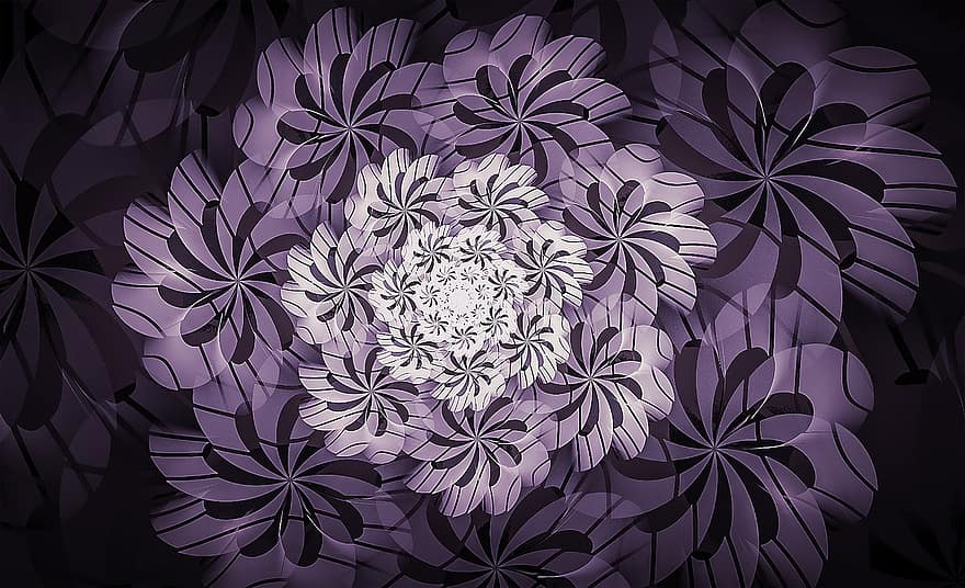 fraktal, blommig, randig, lavendel-, lila, fraktalkonst, textur, blomma, geometri, Lilac Art