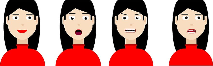 Woman, Faces, Facial Expressions, Girl, Young Woman, Emotions, Digital Art