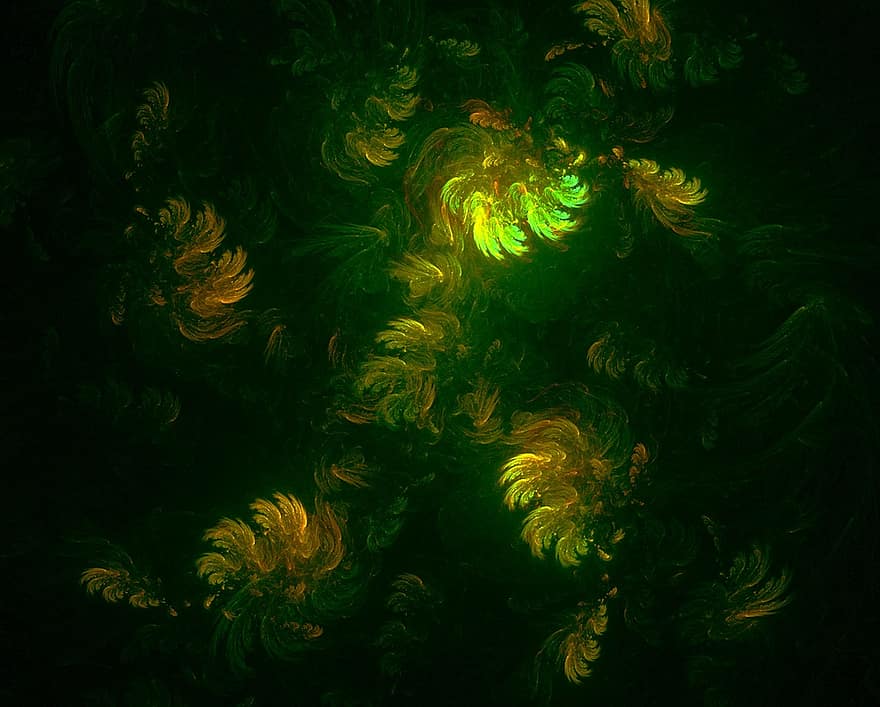 fractal, leve, Fractal de Luz, plantas, flores, textura de fundo, digital, textura preta