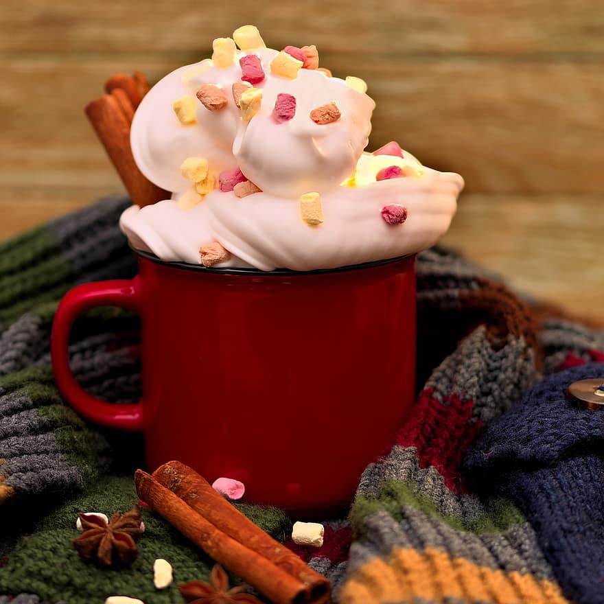 Hot Chocolate, Cocoa, Cup, Hot, Drink, Cute, Winter, Red, Mouse Bacon, Tasty, Scarf