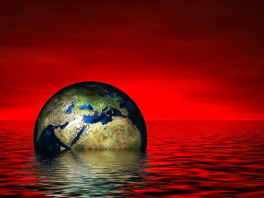 Erde, Globus, Wasser, Welle, Meer, See, Rahmen, Apokalypse, Bodenschätze, Energie, Klima