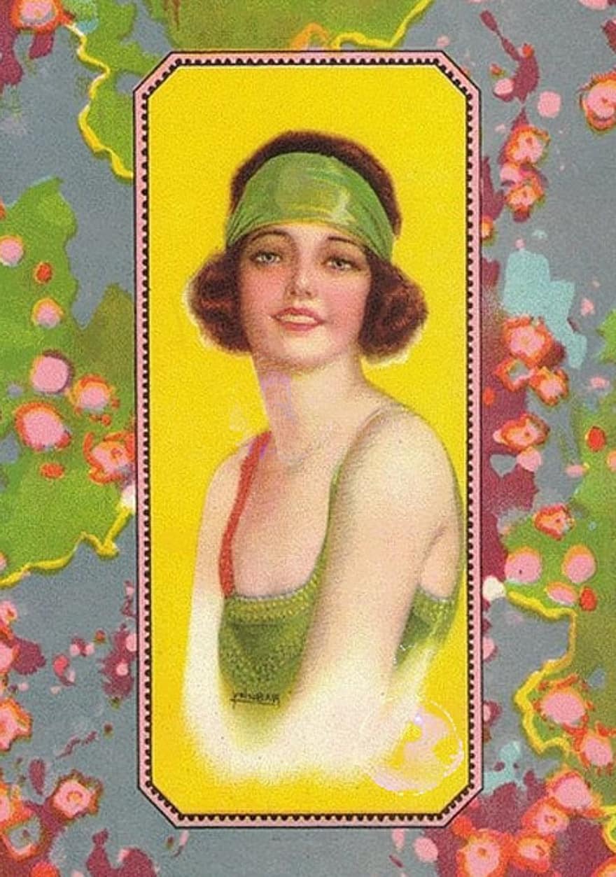 Vintage, Flapper, Art, Collage, Glamour, Bob, Hairstyle, Lady, Woman, Girl, Smiling