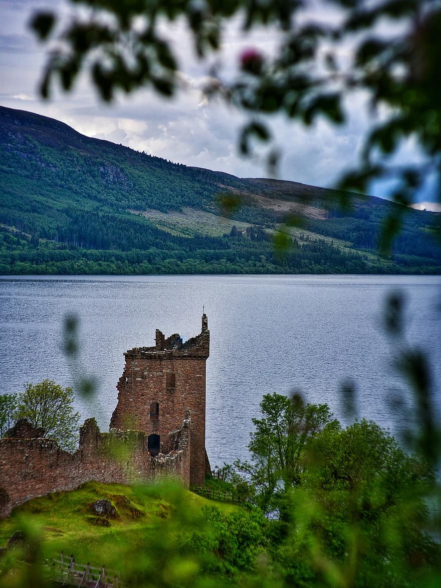 Loch Ness, Skottland, høylandet og øyene, ruin, Nessie, vann, landskap, borg, natur, steder av interesse, atmosfærisk