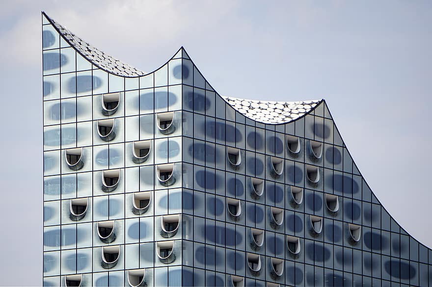 gebouw, architectuur, Elbe filharmonische zaal, mijlpaal, modern, moderne architectuur, facade, Hamburg