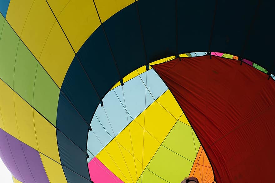 балон с горещ въздух, Цветен балон с горещ въздух, самолет, многоцветни, фонове, жълт, абстрактен, модел, едър план, цветове, кръг
