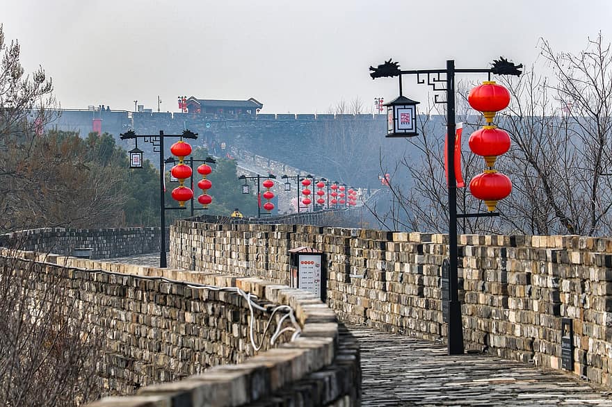 seinät, tie, polku, kaupungin muurit, tiili, muinainen Kiina