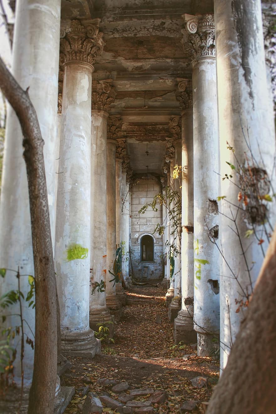 Architecture, Pillars, Abandoned, Building, Columns, Old Architecture, Old Building, Abandoned Building, Lost Places