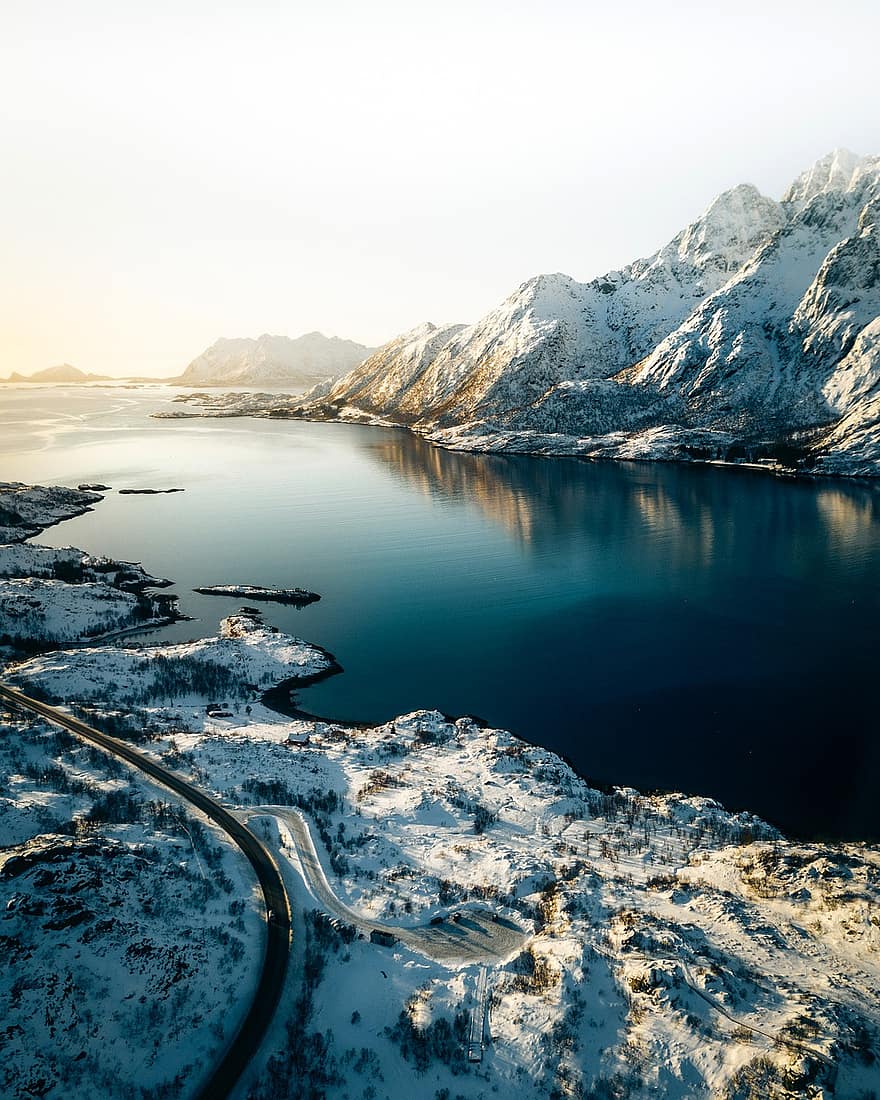 natură, râu, călătorie, explorare, în aer liber, iarnă, Lofoten, trântor, Norvegia, admisie, peisaj
