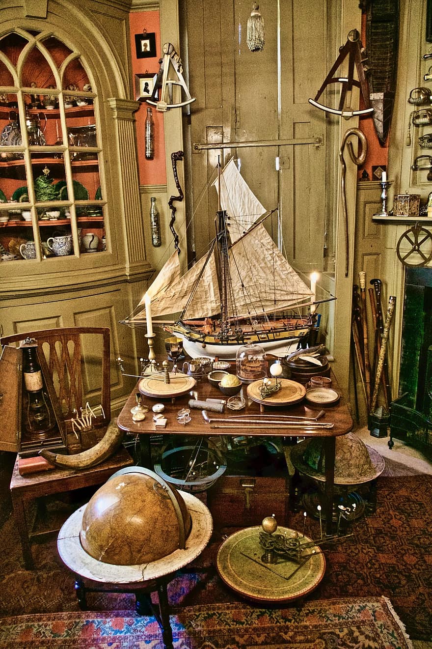 baratijas, bote, museo, culturas, barco náutico, madera, mesa, adentro, velero, arte, anticuado