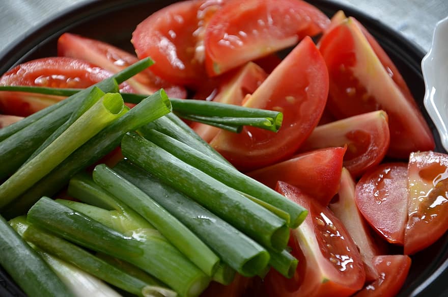 salát, zelenina, zdravý, čerstvý, cibule