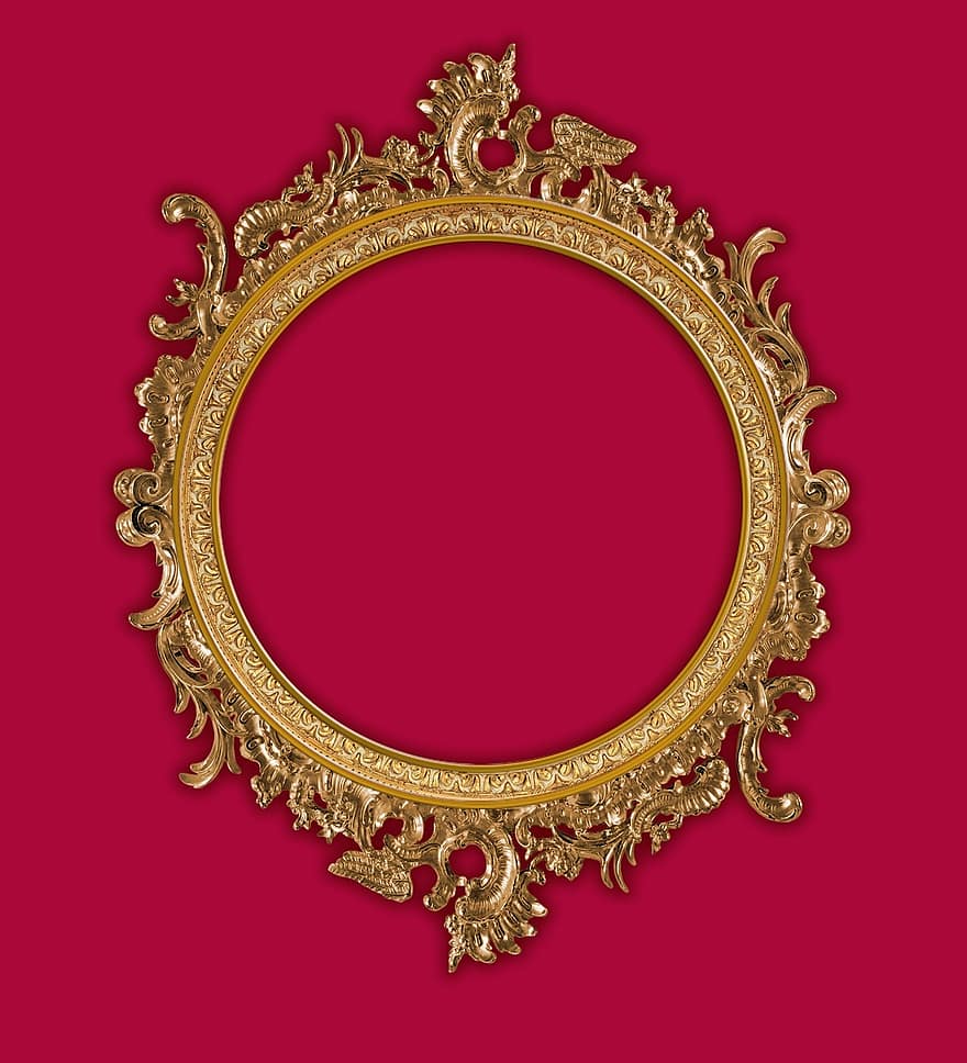 marco redondo, Marco de encuadre, tracería, oro, cuadro, diseño, Filigrana, ornamento, decorativo, creatividad, elemento
