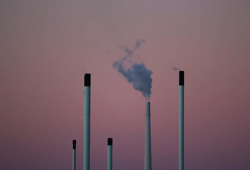 Factory, Chimneys, Sky, Evening, Smoke, Industry, pollution, physical structure, fuel and power generation, chimney, fumes