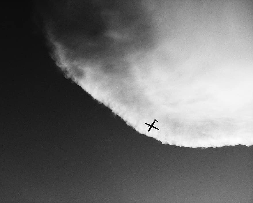 repülőgép, repülési, utazás, felhők
