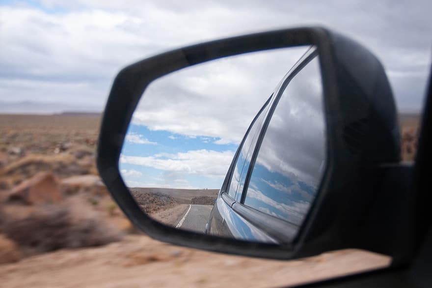 mirall, viatge de carretera, cotxe, desert, argentina, Patagonia, conduir