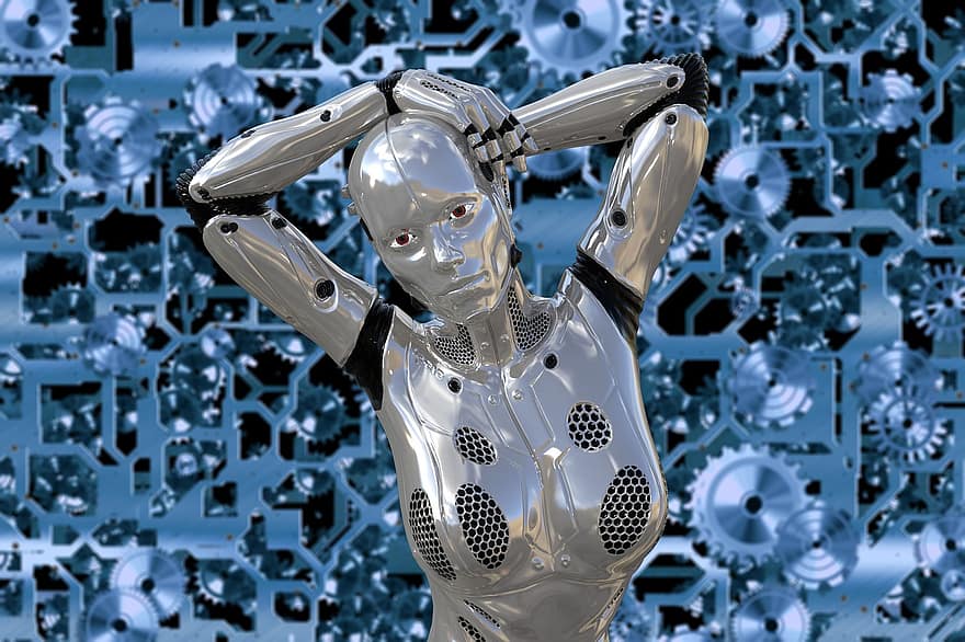 kunstig intelligens, robot, cyborg, teknologi, framtid, Sci-fi, maskin, futuristiske, Blå teknologi, Blå robot