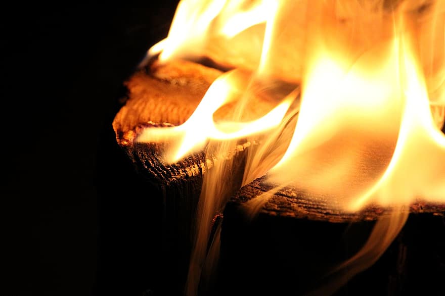 Fire, Log Candle, Lumberjack Candle, Wood, Flames, Smoke, Burning, Warm, flame, natural phenomenon, heat