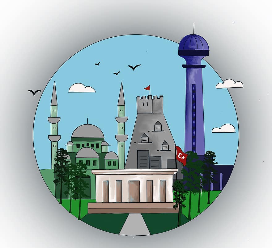 hrad, mauzoleum, Ankara, krocan, město, islám, cami