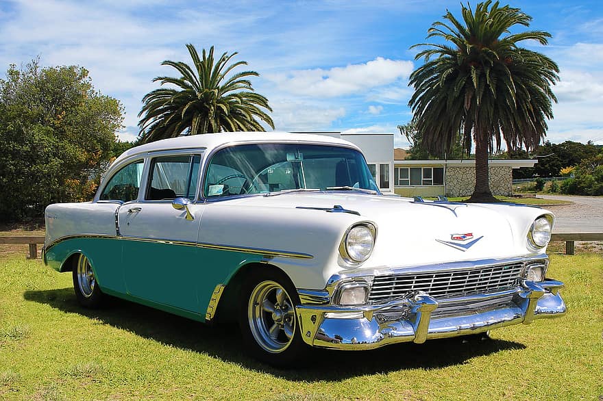 automotor, coche, Chevrolet, 1956, clásico, hot rod, retro, vendimia