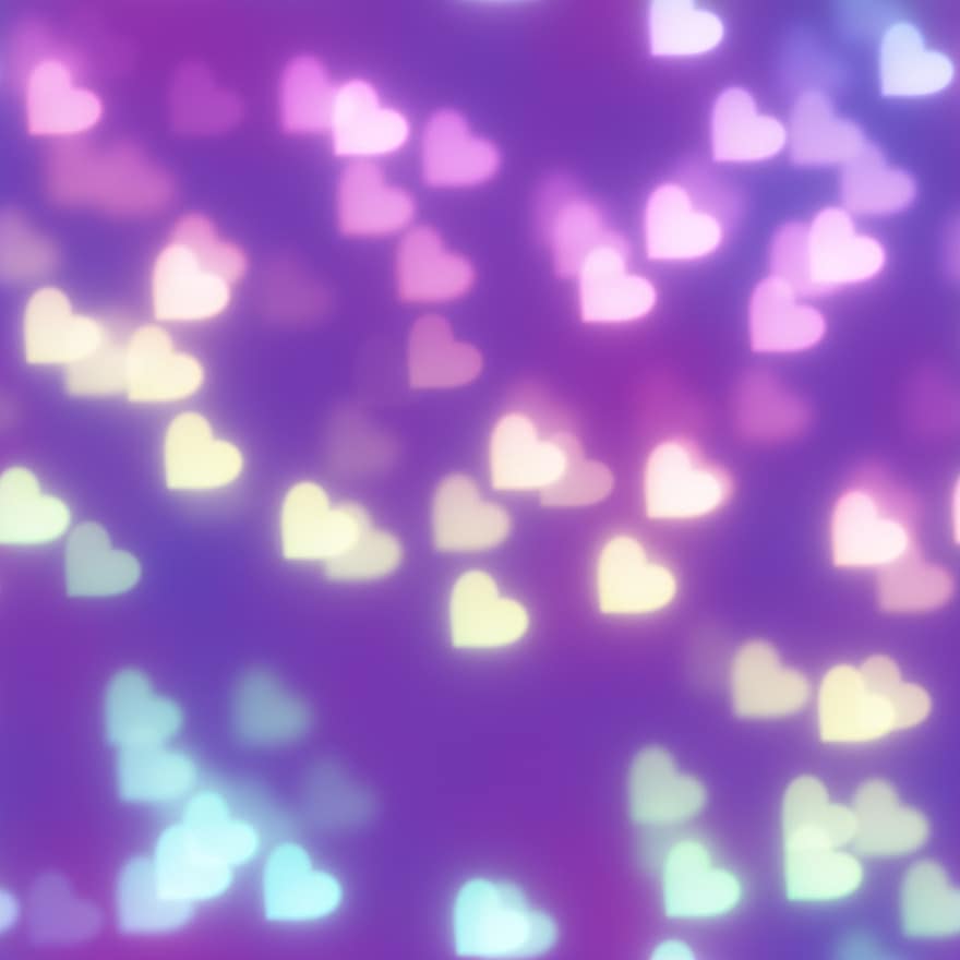 Pelangi, jantung, bokeh, Ubin mulus, latar belakang, wallpaper lucu, hati ungu, Pelangi ungu, Wallpaper ungu
