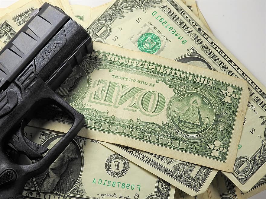 dinheiro, dólar, arma de fogo, beretta, Beretta Apx, bancário, dólar americano, rico, banco