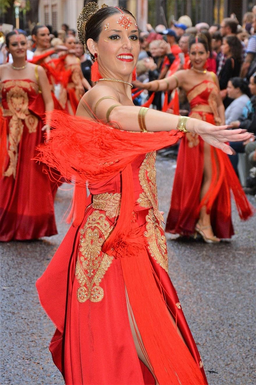 tradisjonell, mote, Spania, danse, kvinne, skjønnhet, kulturer, tradisjonelle klær, dans, kvinner, tradisjonell festival