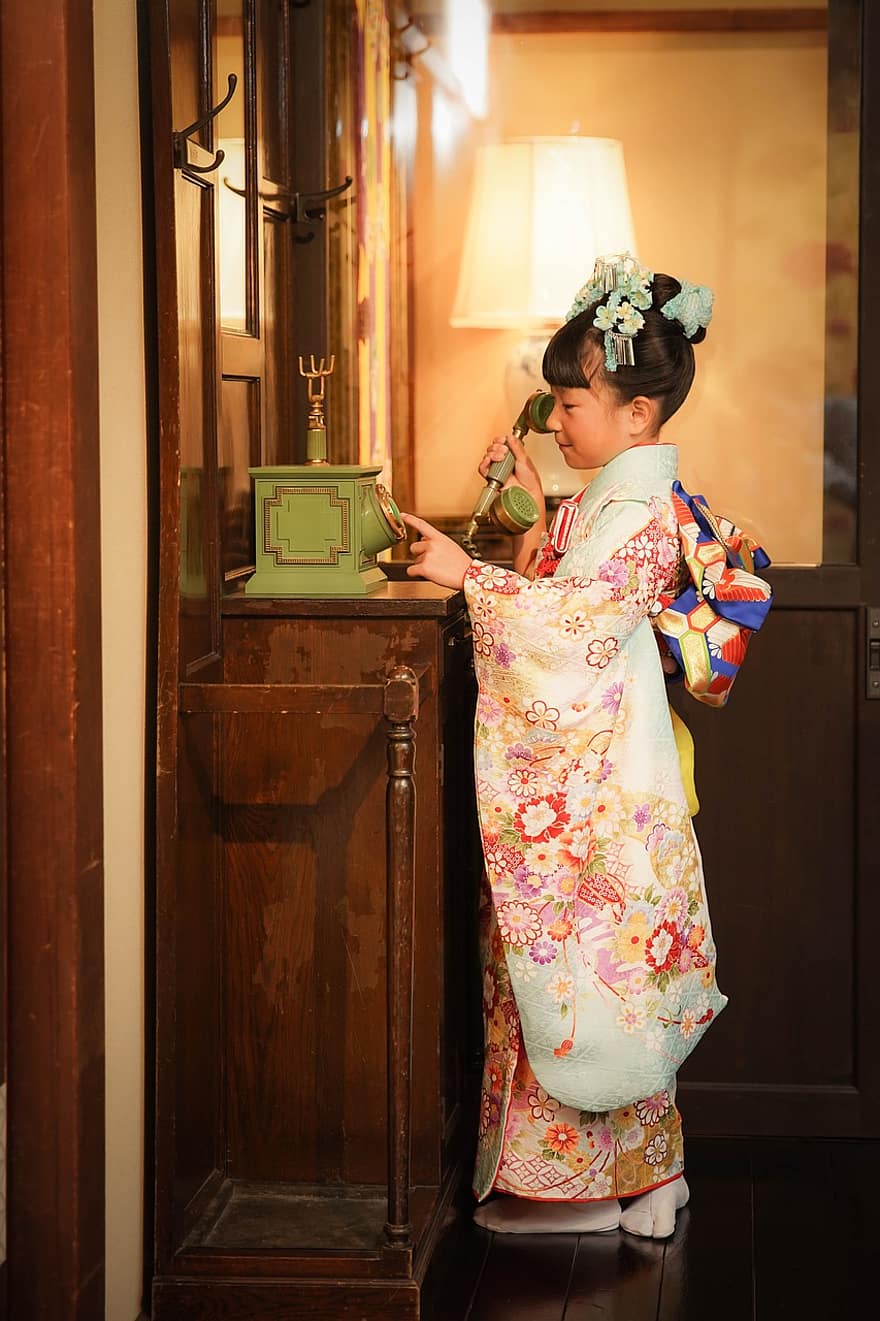 Japani, kimono, tytöt, retro