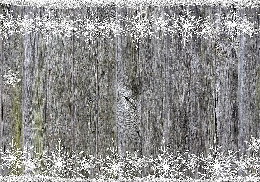 Background, Wood, Snowflakes, Frame, New Year's Eve, Slate