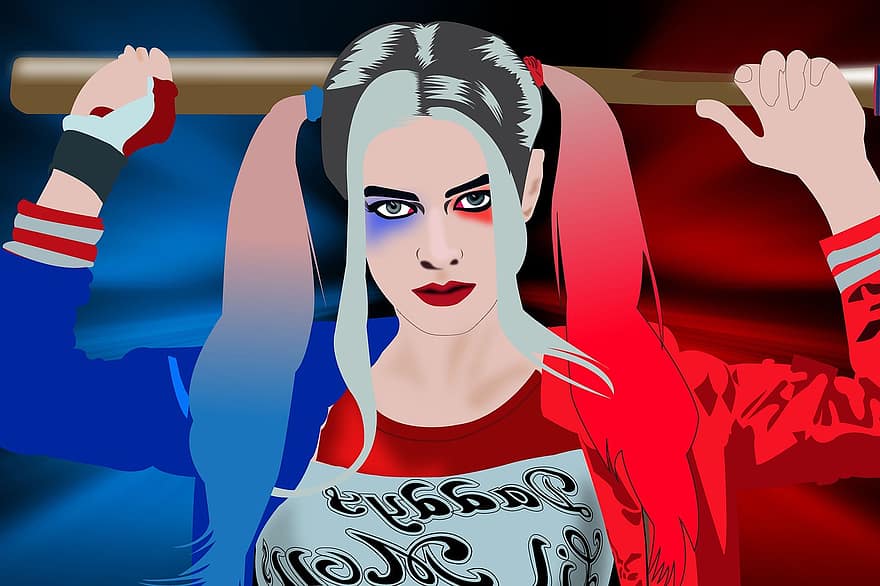 Harley Quinn, Comic-Figur, digitale Zeichnung