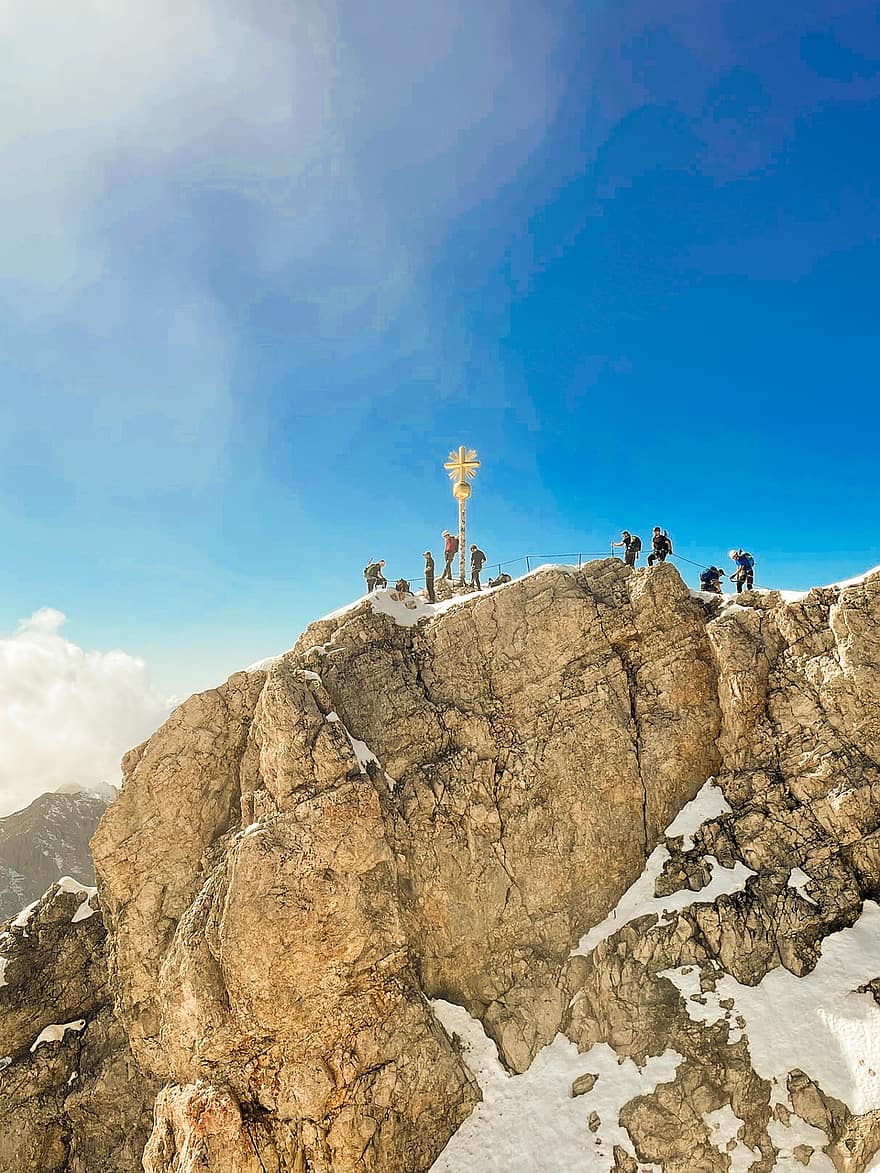Zugspitze, Alpes, montaña, nieve, naturaleza, escalada de roca, Montañismo