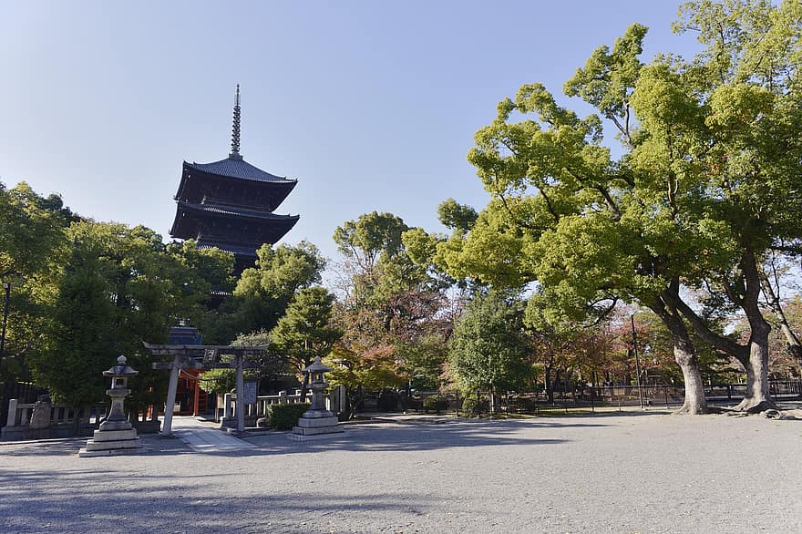 Japão, Quioto, templo, viagem, história, jardim, árvore, arquitetura, lugar famoso, turismo, azul