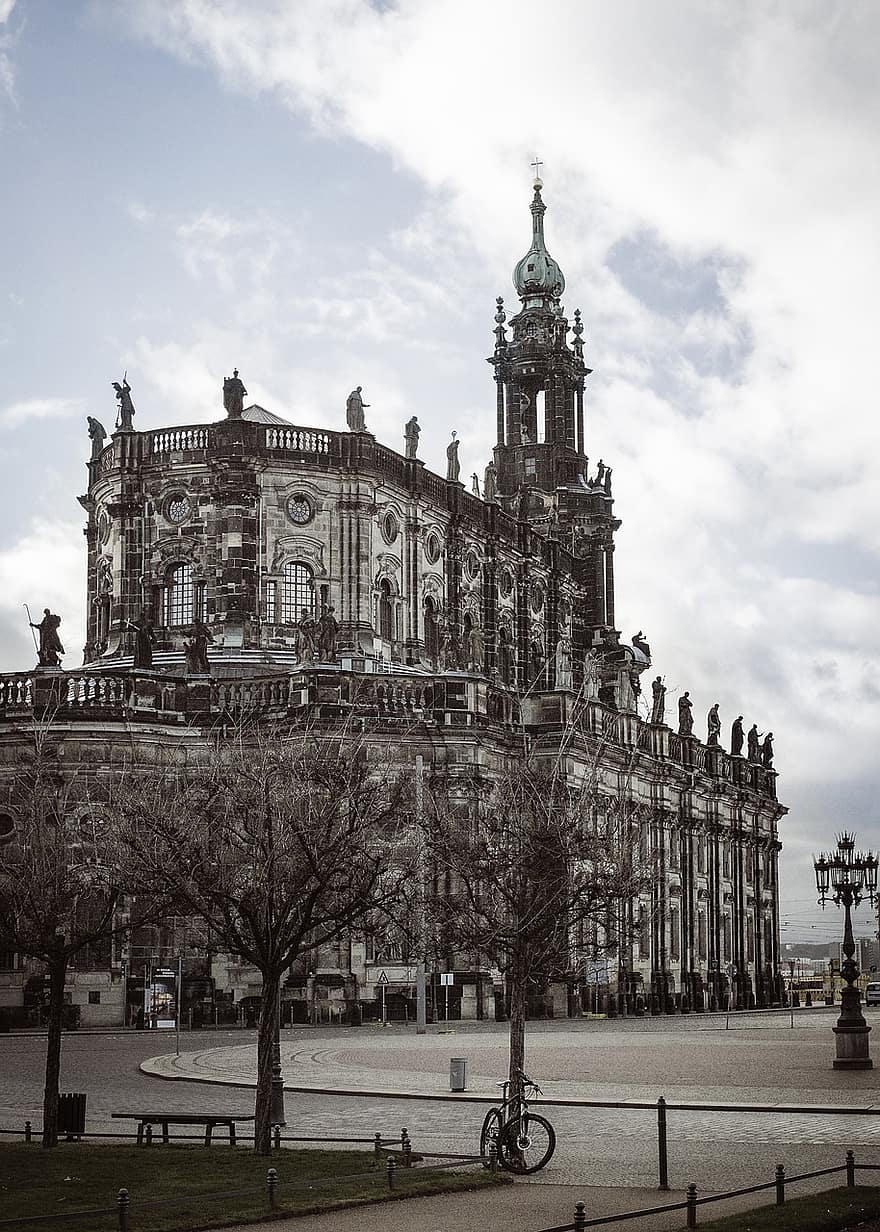 Dresden, tarihi merkez, barok, mimari, ince yün kumaş, işaret, tarihsel, bina