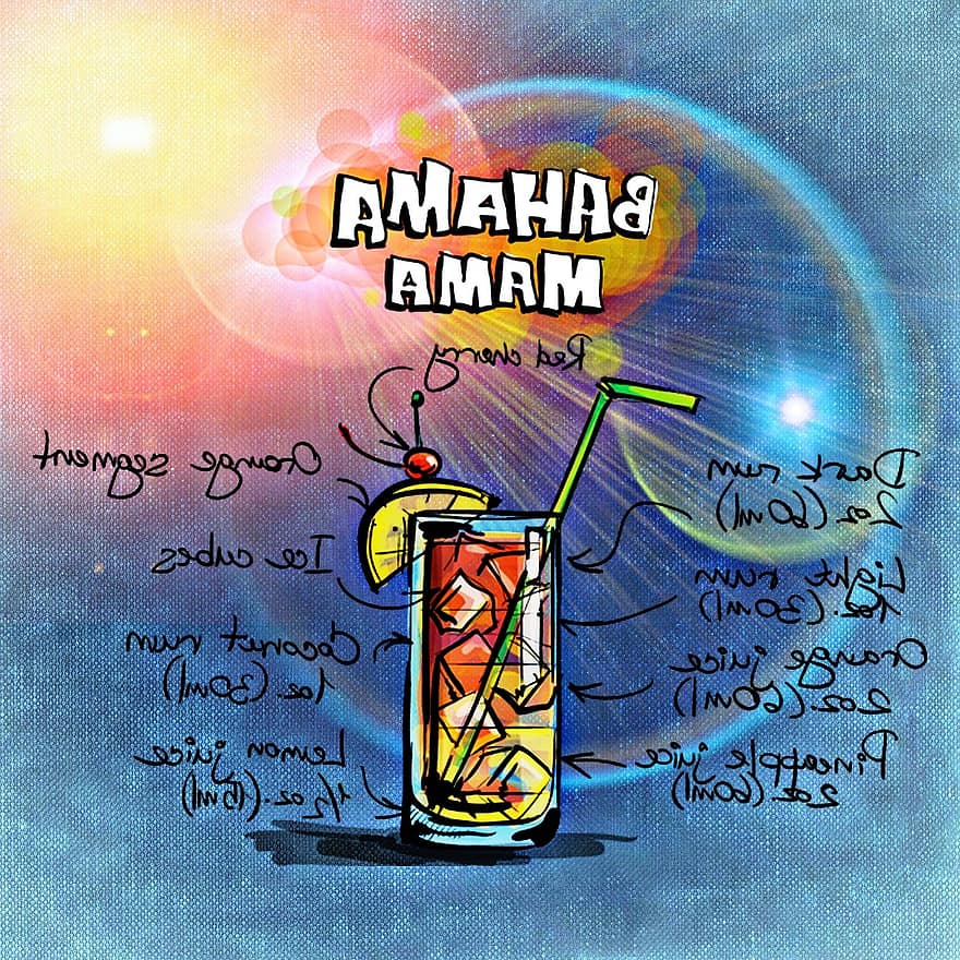Bahama Mama, coquetel, bebida, álcool, receita, festa, alcoólico