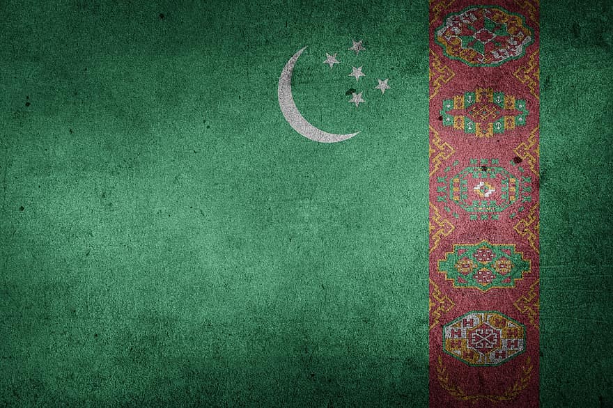 Turkmenistan, vlag, grunge, Azië