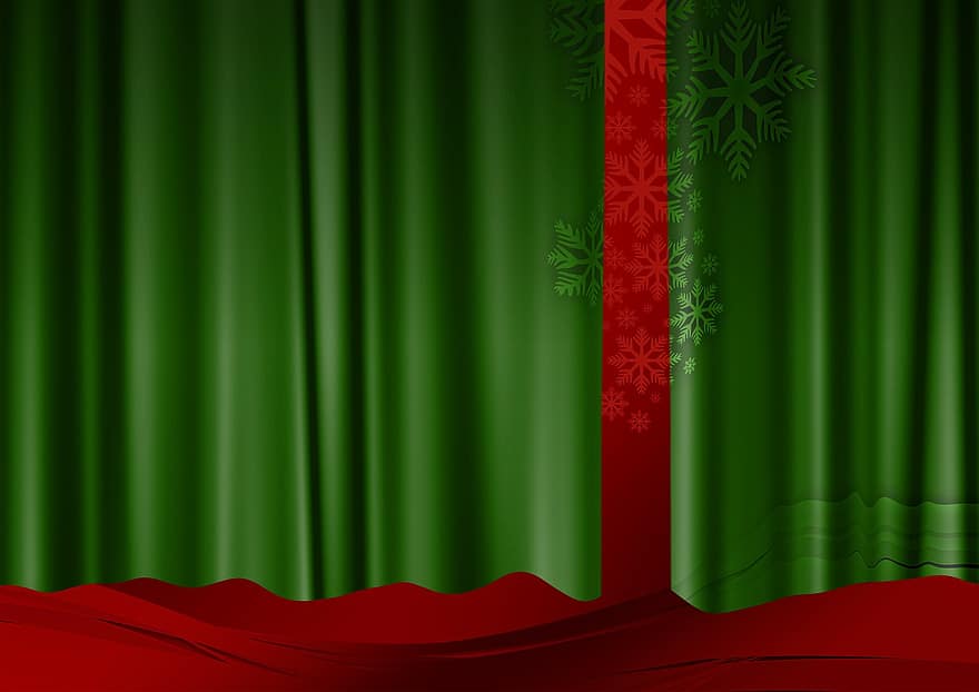 kurtyna, Zielony, czerwony, Adwent, Boże Narodzenie, Wigilia