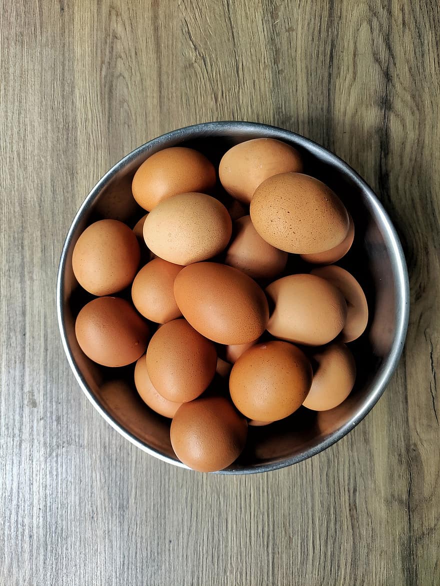 kiaušiniai, kriauklės, virti kiaušiniai, dubuo, virimo, ruda, vištienos kiaušiniai