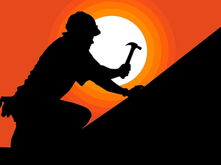 Carpenter, Hammer, Sunset, Worker, Silhouette, Sun, Sunlight, Hammering, Man, Work, Construction