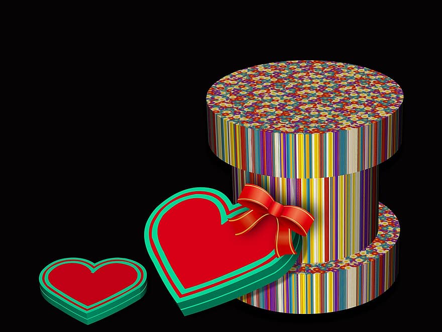 قلب ، هدية مجانية ، صندوق ، أنفق ، حب ، 3D