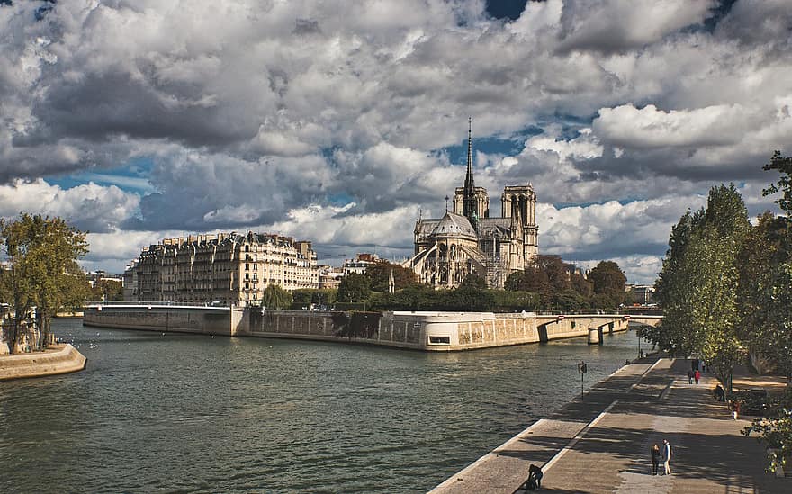 Església, capella, edifici, referència, Notre Dame, paris, sena, França, catedral, arquitectura, turisme