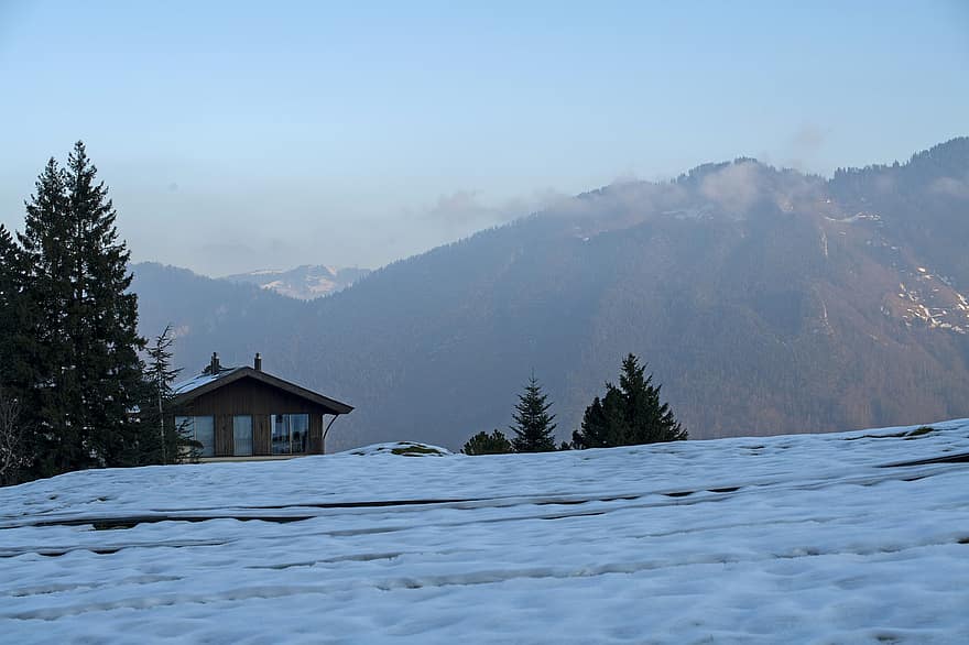 Switzerland, Winter, Nature, House, Countryside, Season, mountain, snow, landscape, mountain peak, forest