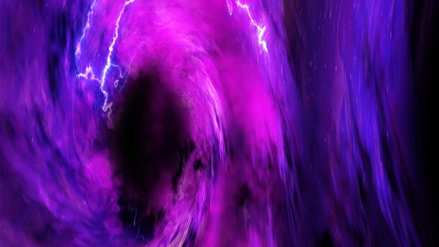 抽象的な背景、紫色の壁紙、紫色の背景、ブラックホール、銀河、ブラシストローク、サイバースペース