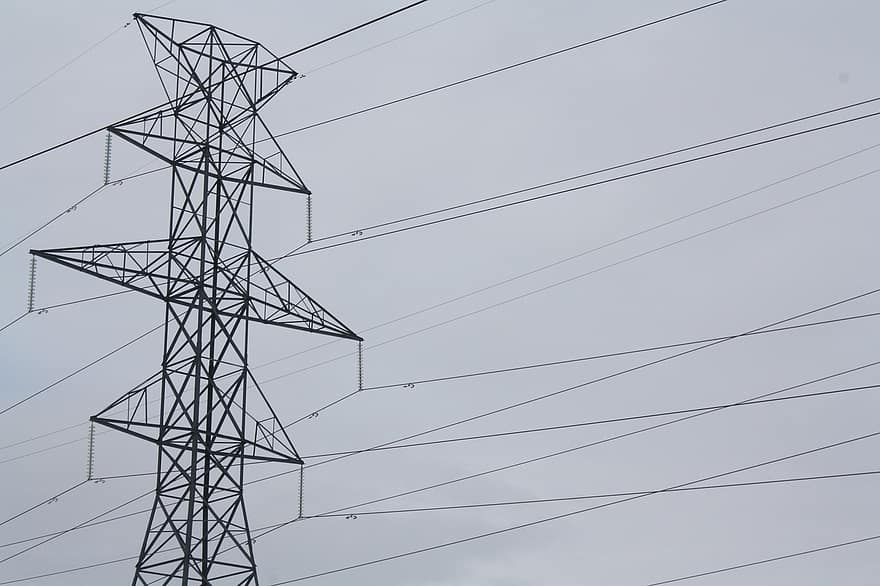 Power Lines, Electricity, Energy, Urban, fuel and power generation, power line, steel, industry, power supply, electricity pylon, metal