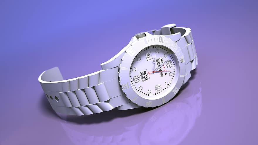 얼음, 손목 시계, 플라스틱, 모델링, 3d, 시각